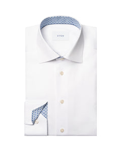 ETON - White SLIM FIT Signature Twill Cotton Shirt With Geometric Trim 10001460900
