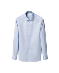 ETON - Sky Blue SLIM FIT Signature Twill Cotton Shirt With Geometric Trim 10001460921