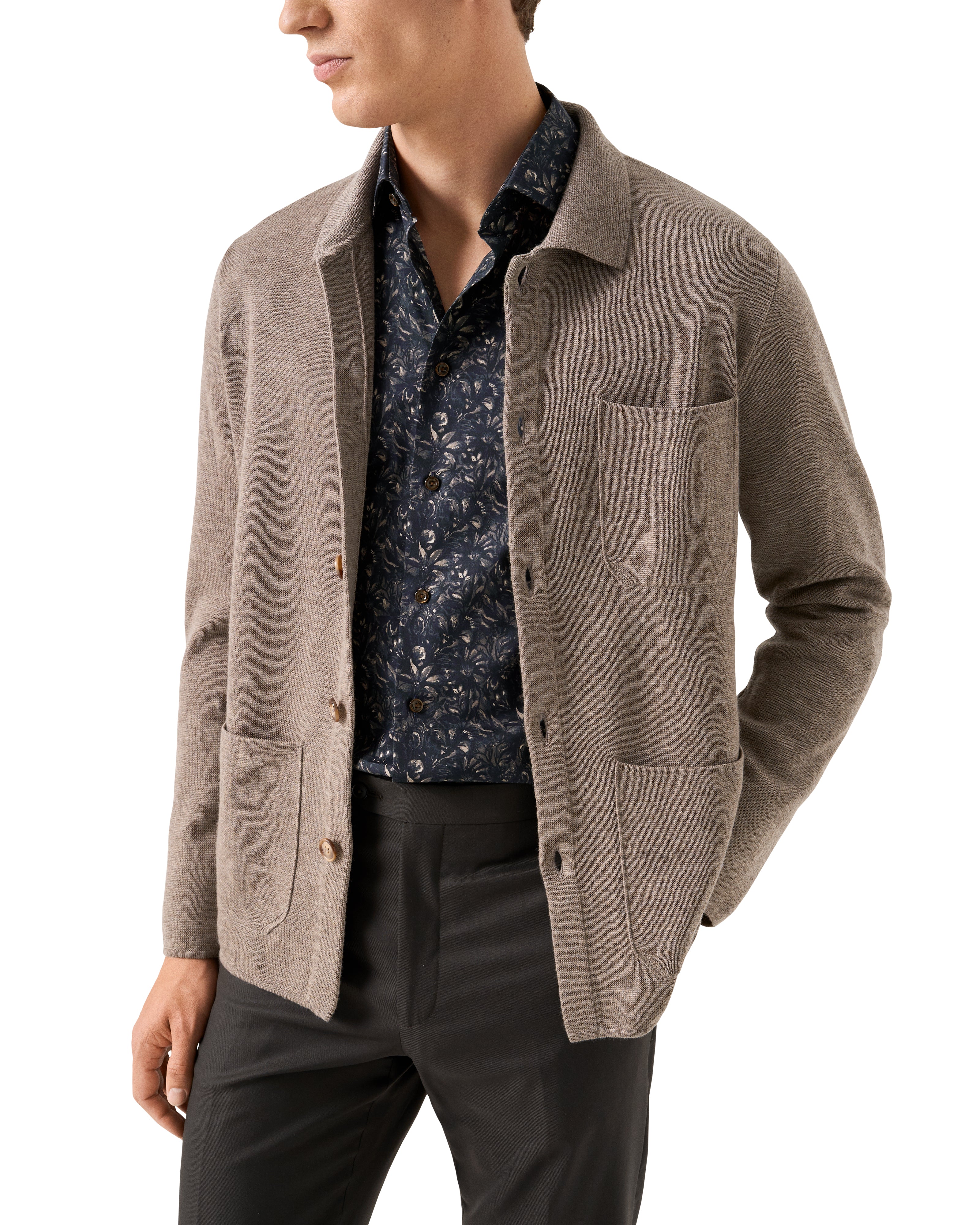 ETON - CONTEMPORARY FIT Floral Signature Twill Shirt in Dark Blue 10001476038