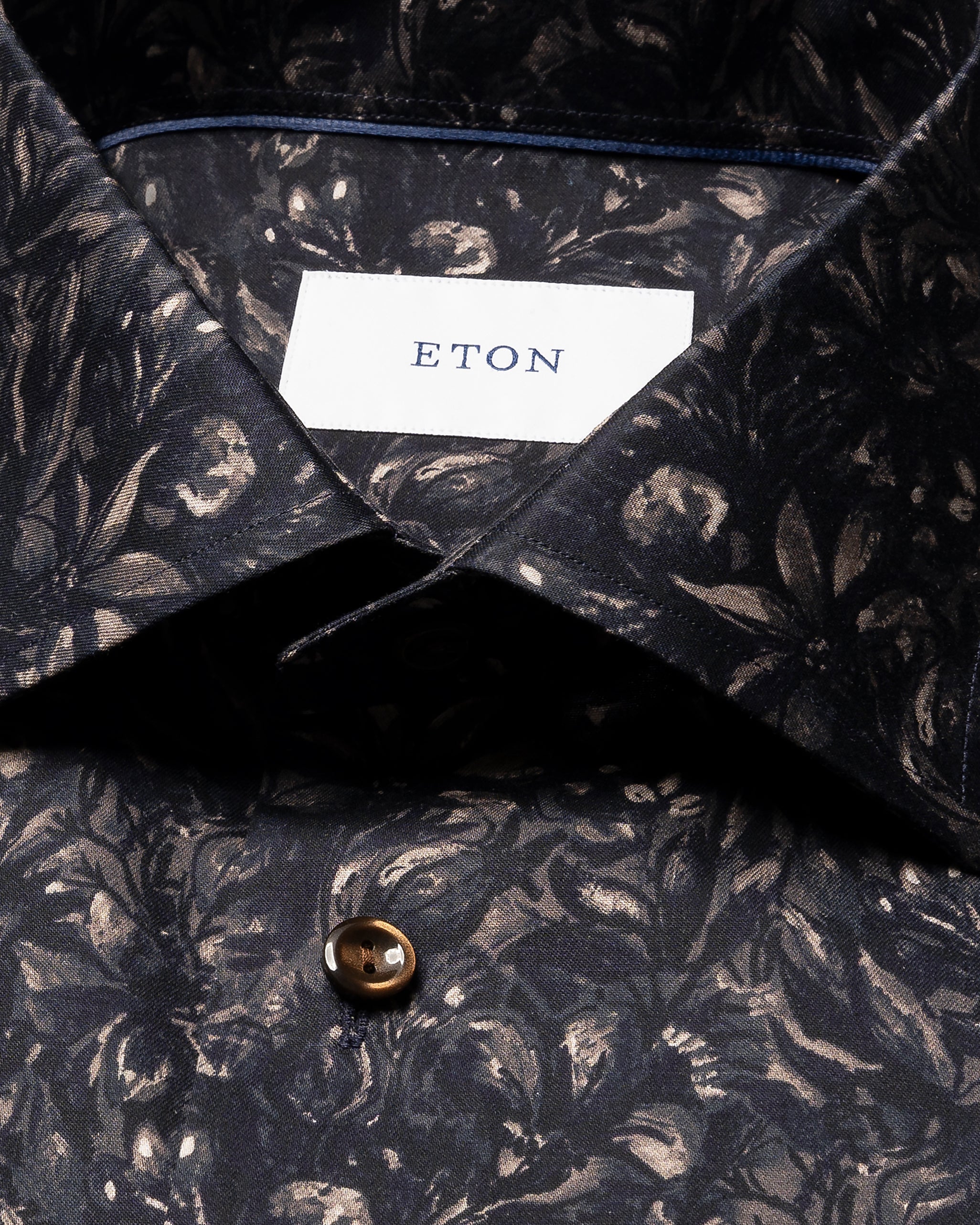 ETON - CONTEMPORARY FIT Floral Signature Twill Shirt in Dark Blue 10001476038