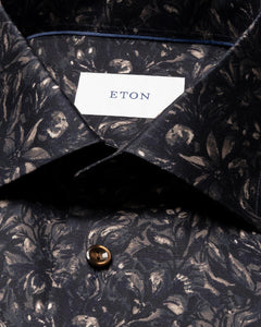ETON - CONTEMPORARY FIT Floral Signature Twill Shirt in Dark Blue 10001476038