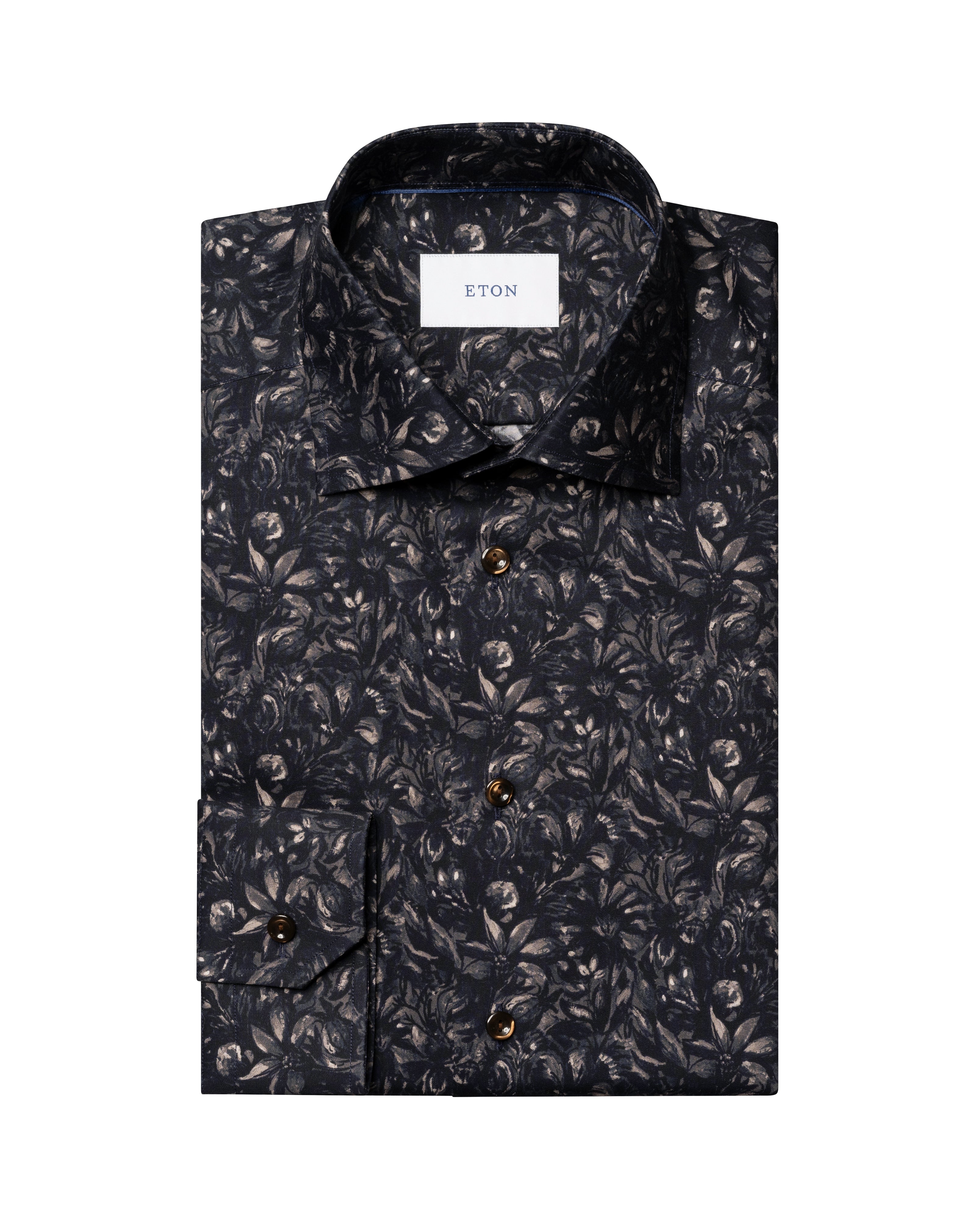 ETON - CONTEMPORARY FIT Floral Signature Twill Shirt in Dark Blue 10001476038