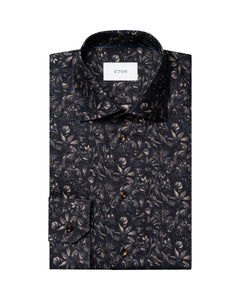 ETON - CONTEMPORARY FIT Floral Signature Twill Shirt in Dark Blue 10001476038
