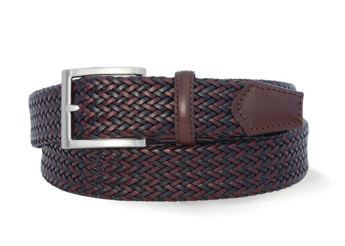ROBERT CHARLES - 1025 Leather Woven 35mm Belt In Black/Brown