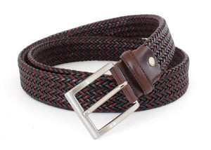 ROBERT CHARLES - 1025 Leather Woven 35mm Belt In Black/Brown