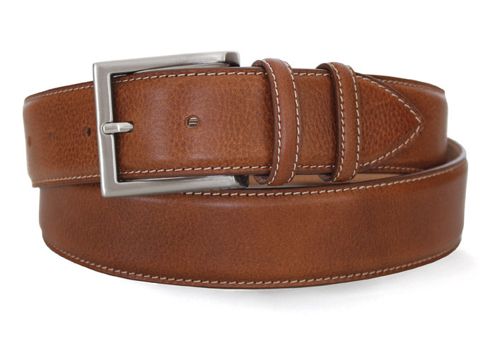 ROBERT CHARLES - 1319 Tan Grained Leather 40mm Belt With Stitching Detailing
