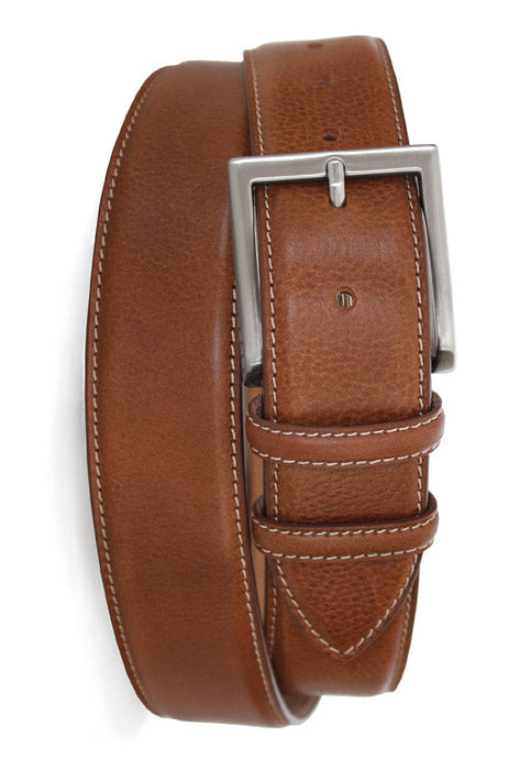 ROBERT CHARLES - 1319 Tan Grained Leather 40mm Belt With Stitching Detailing
