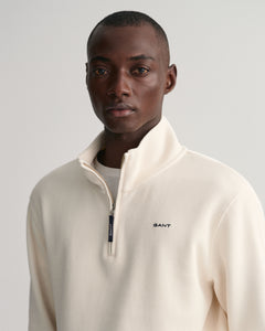 GANT - Waffle Texture Half-Zip Sweatshirt in Cream 2026046 130