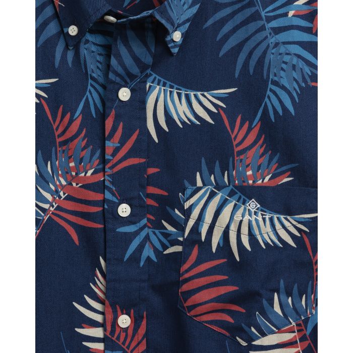GANT - Regular Fit Surf Palm Print Indigo Shirt 3033830