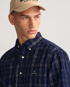 GANT - Regular Fit Corduroy Check Shirt in Evening Blue 3220056 433