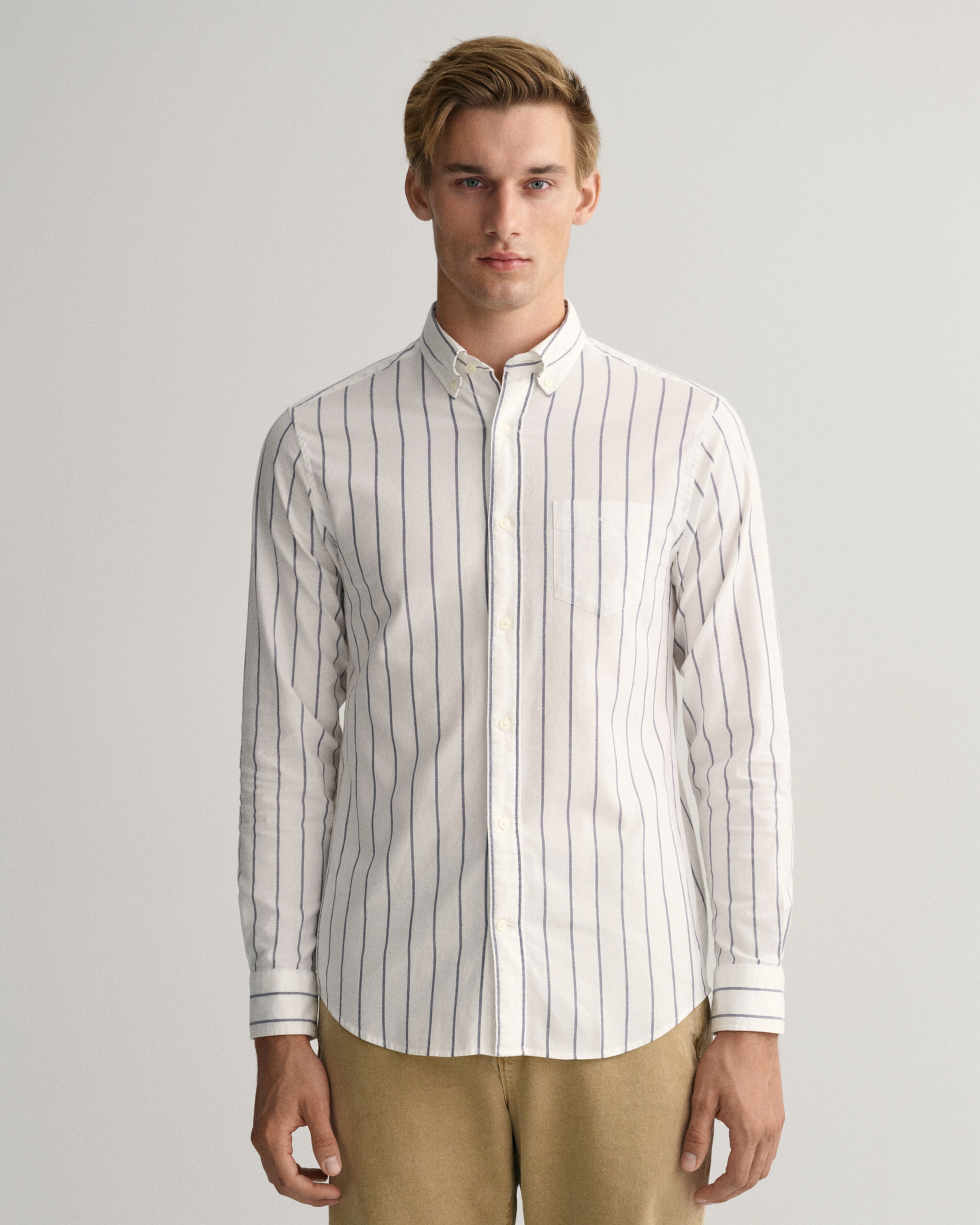 GANT - Regular Fit Striped Oxford Shirt In Eggshell 3230037 113