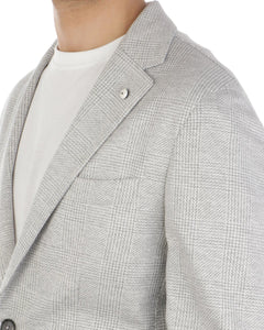 L.B.M. 1911 - Light Grey Check Slim Fit Stretch Jersey Blazer 35205/1