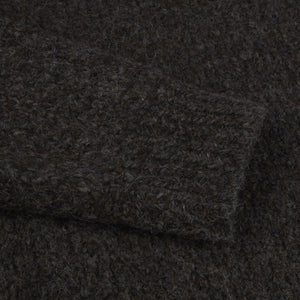 STENSTROMS - Dark Brown Heavy Knit Merino Wool Blend Crew Neck 4201761901287