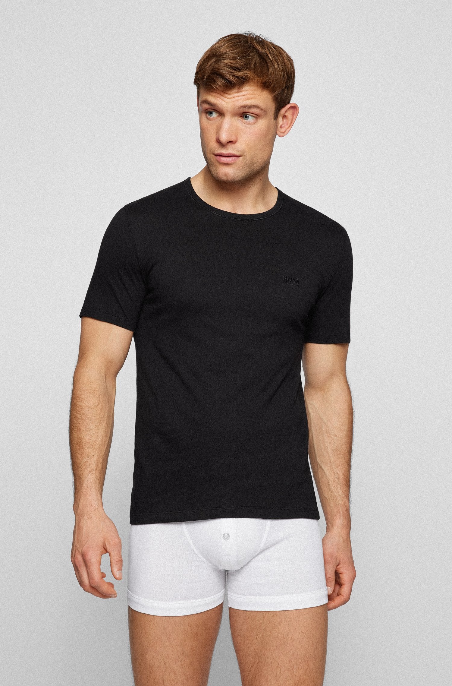 BOSS - 3-Pack Of Underwear T-Shirts In White, Grey and Black Cotton 50325388 999