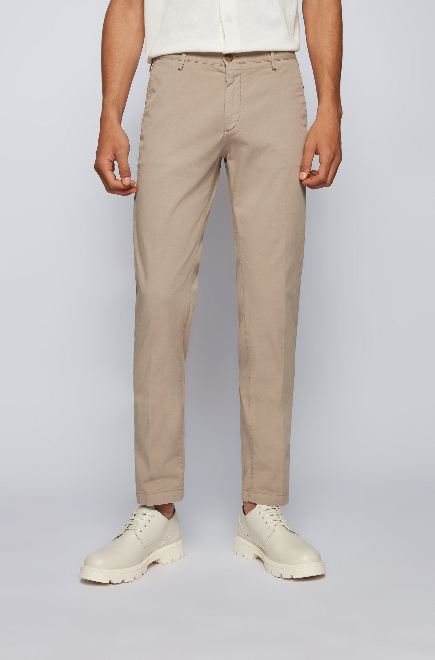 HUGO BOSS -  RICE3-D Beige Slim-fit Chinos in Stretch Cotton 50325936 294