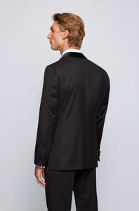 HUGO BOSS - JEFRON_CYL Black Virgin Wool Dress Jacket in Regular Fit With Shawl Lapels 50379909 001