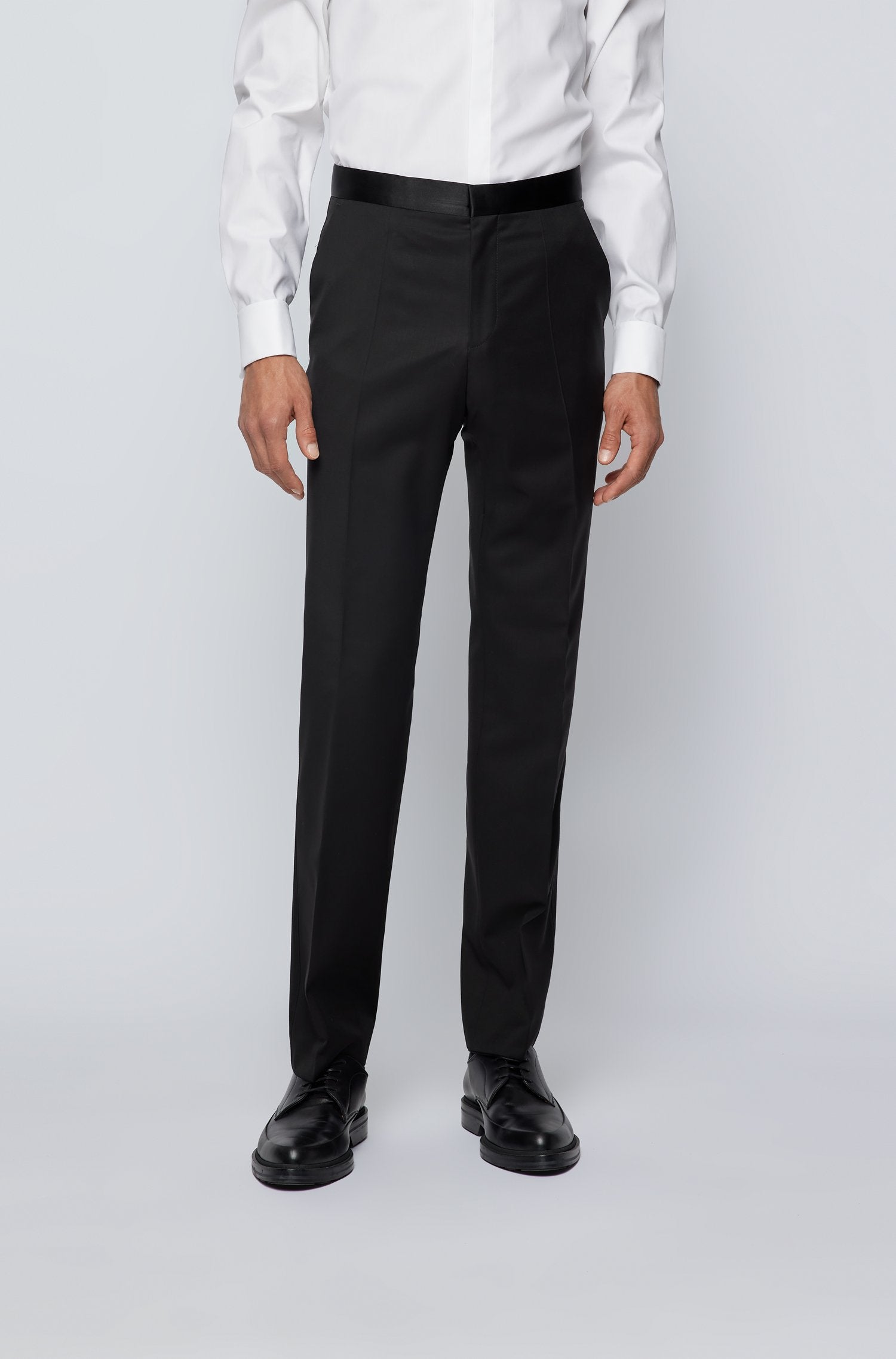 HUGO BOSS - LEDAN_CYL Black Dress Suit Regular Fit Trouser In Virgin Wool 50379911 001