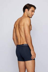 HUGO BOSS - Charcoal, Black & Navy Three-Pack Of Stretch-Cotton Boxer Briefs 50458544 972