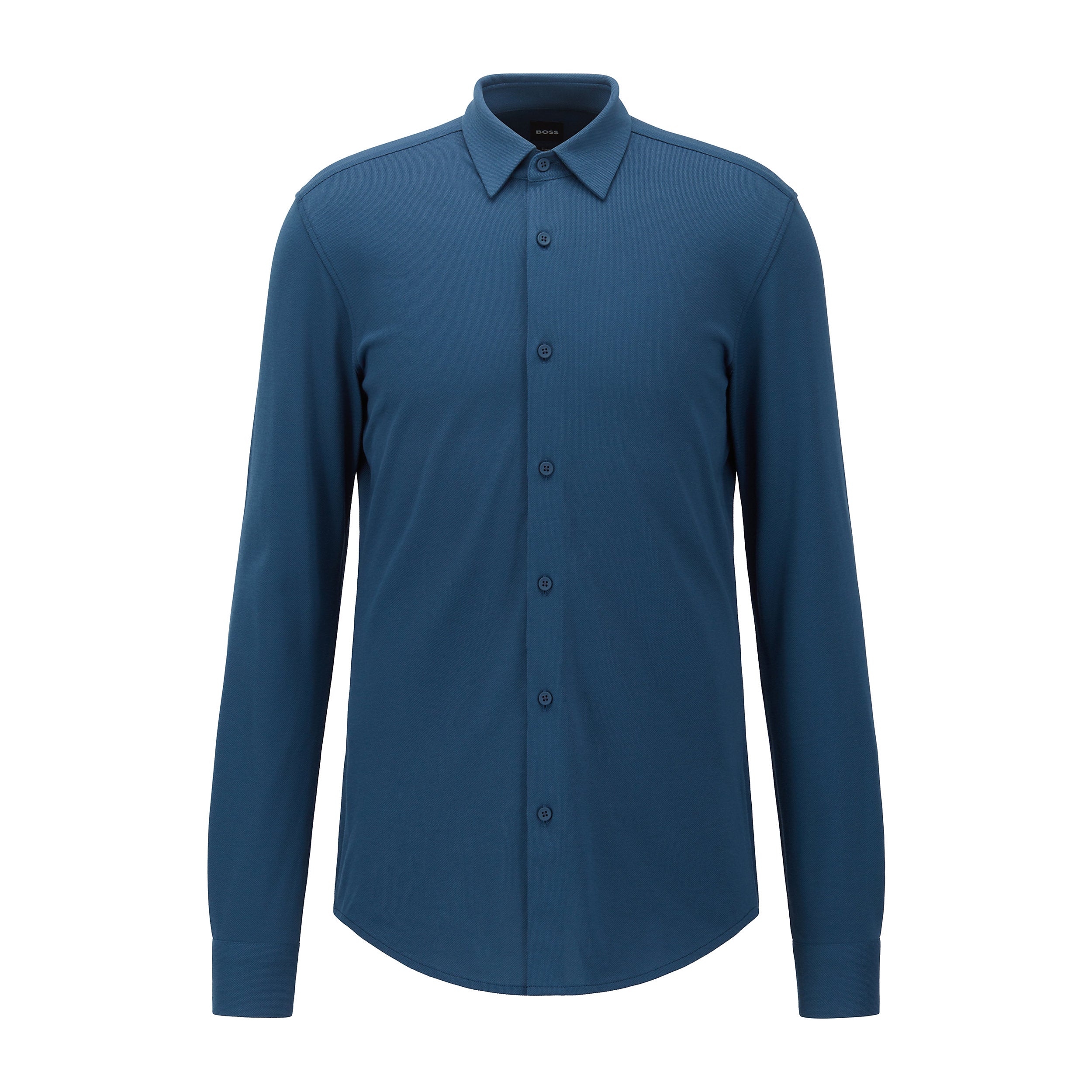 BOSS - ROAN Slim Fit Stretch Jersey Cotton Shirt in Navy Blue 50466802 413