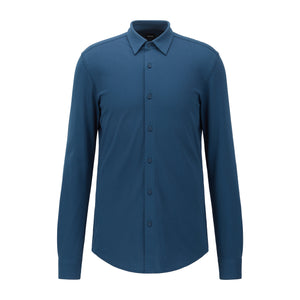BOSS - ROAN Slim Fit Stretch Jersey Cotton Shirt in Navy Blue 50466802 413