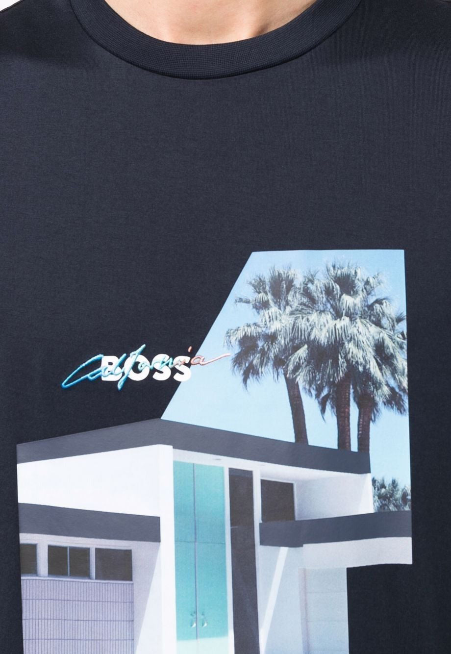 BOSS - TIBURT 287 Dark Blue Graphic Print Regular Fit T-Shirt 50467430 404