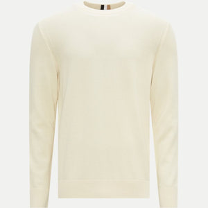 BOSS - ECAIO - Open White Crew Neck Sweater In Structured Cotton 50468190 131