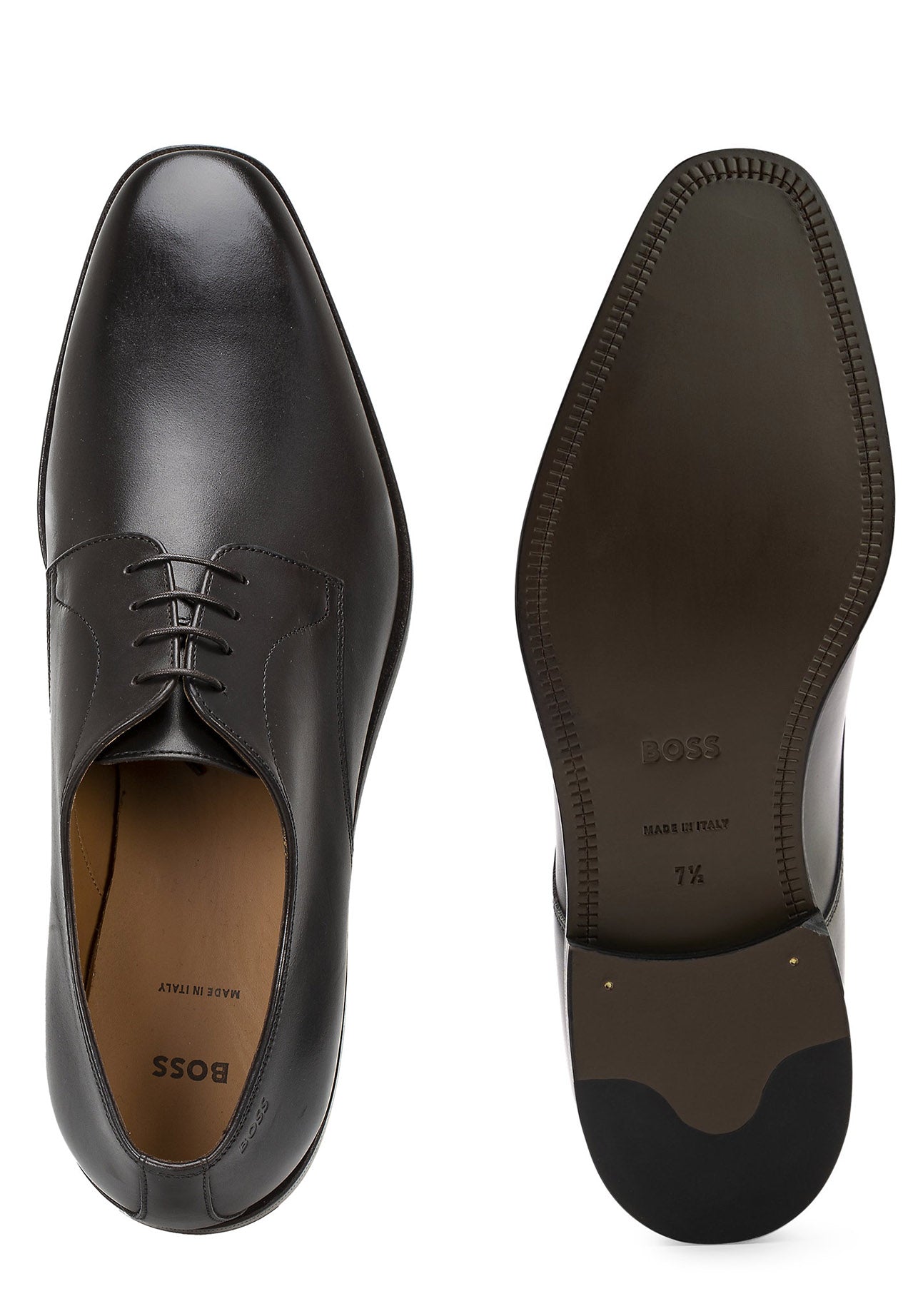 BOSS - LISBON_DERB Dark Brown Italian Made Derby Shoes In Leather 50470980 202