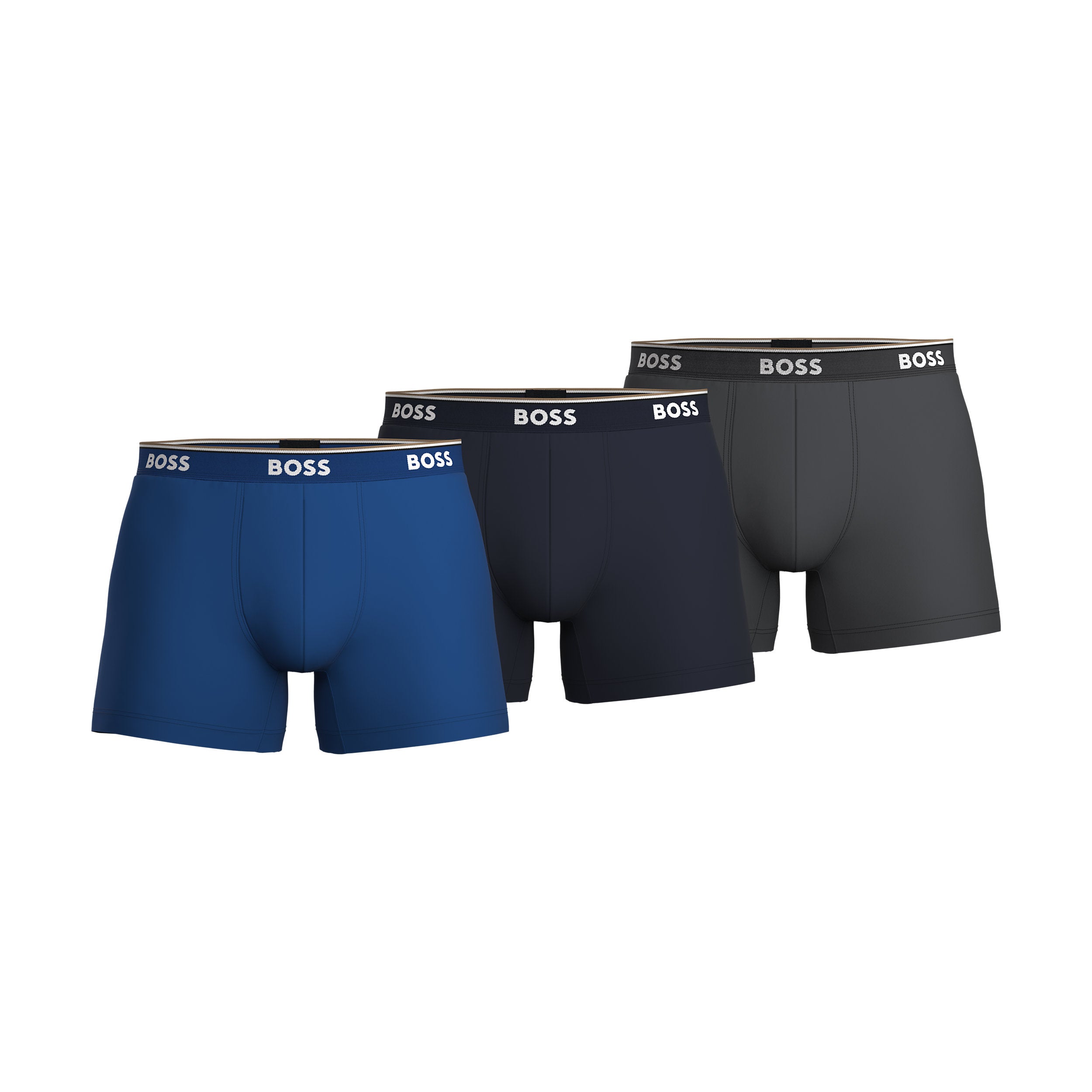 BOSS - Open Blue 3-Pack Of Stretch Cotton Boxer Briefs With Logo Detail 50475282 487