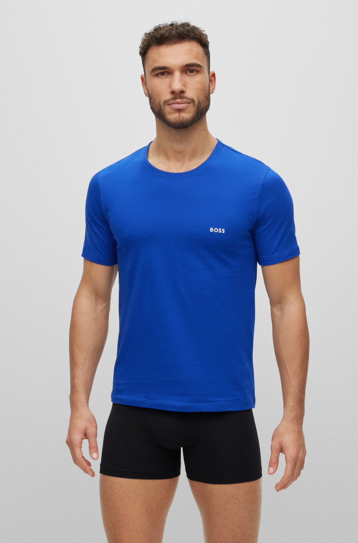 BOSS - 3-Pack Of T-Shirts In Jersey Cotton In Open Blue, Navy and Black 50475286 460