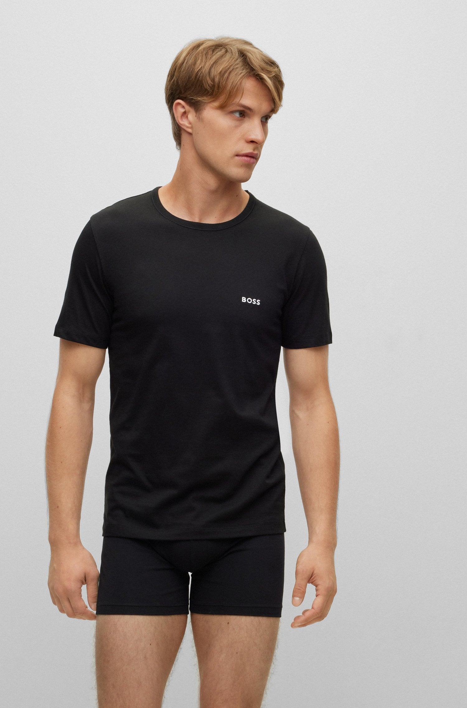 BOSS - 3-Pack Of T-Shirts In Jersey Cotton In Black, Navy and Dark Red 50475286 973