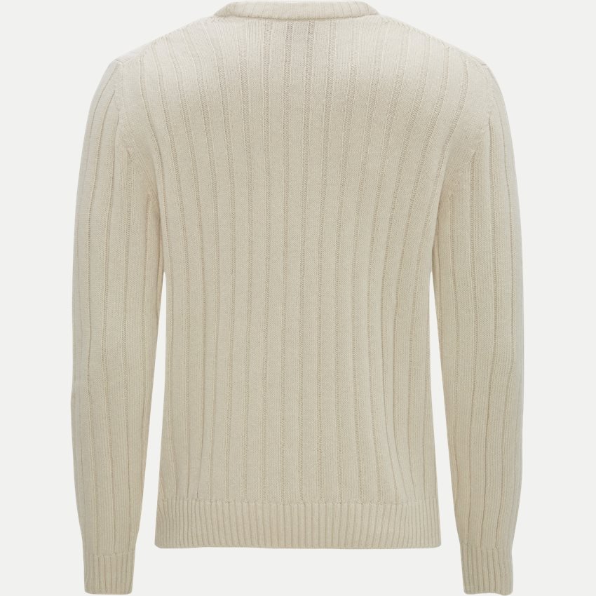 BOSS - LAARON Open White Chunky Crew Neck Knit in Wool and Cashmere Blend 50477360 131