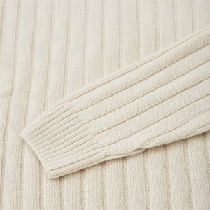 BOSS - LAARON Open White Chunky Crew Neck Knit in Wool and Cashmere Blend 50477360 131