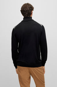 BOSS - LADAMO Black/Grey Half Zip Knitted Sweater With 2-Tone Micro Structure 50477394 001