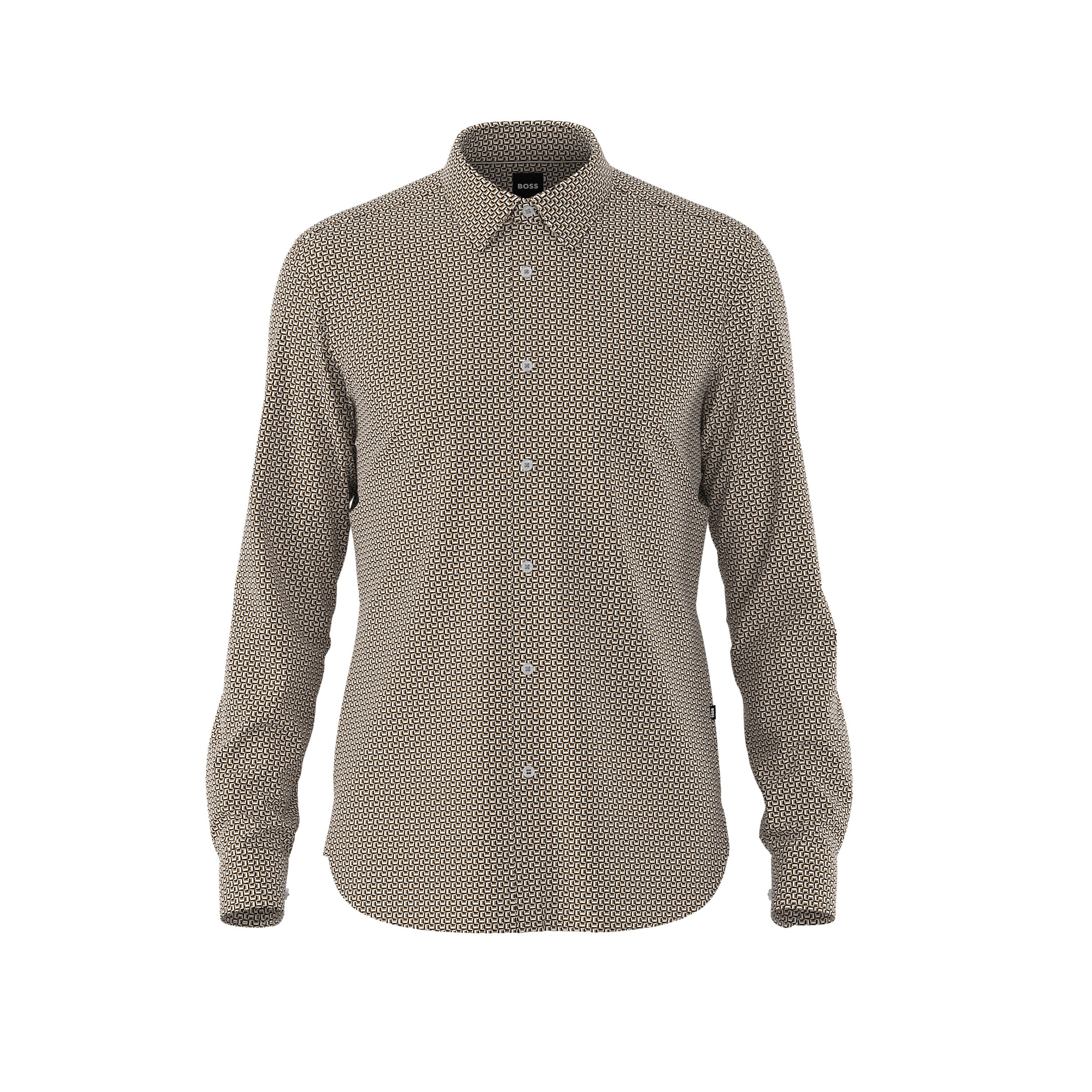 BOSS - ROGER_F Medium Beige Slim Fit Shirt With All Over Print 50477826 260