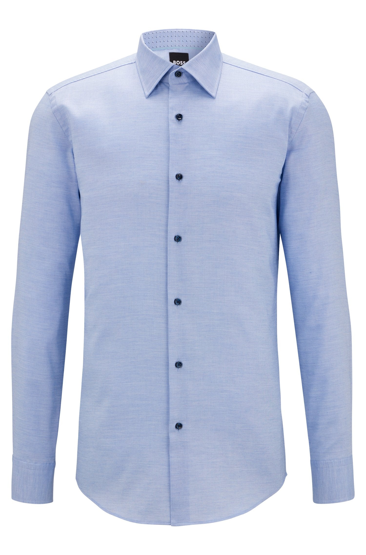 BOSS - H-HANK-KENT-C3-214 Light Pastel Blue Slim Fit Shirt In Easy Iron Oxford Cotton 50478644 450