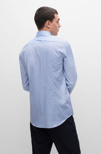 BOSS - H-HANK-KENT-C3-214 Light Pastel Blue Slim Fit Shirt In Easy Iron Oxford Cotton 50478644 450