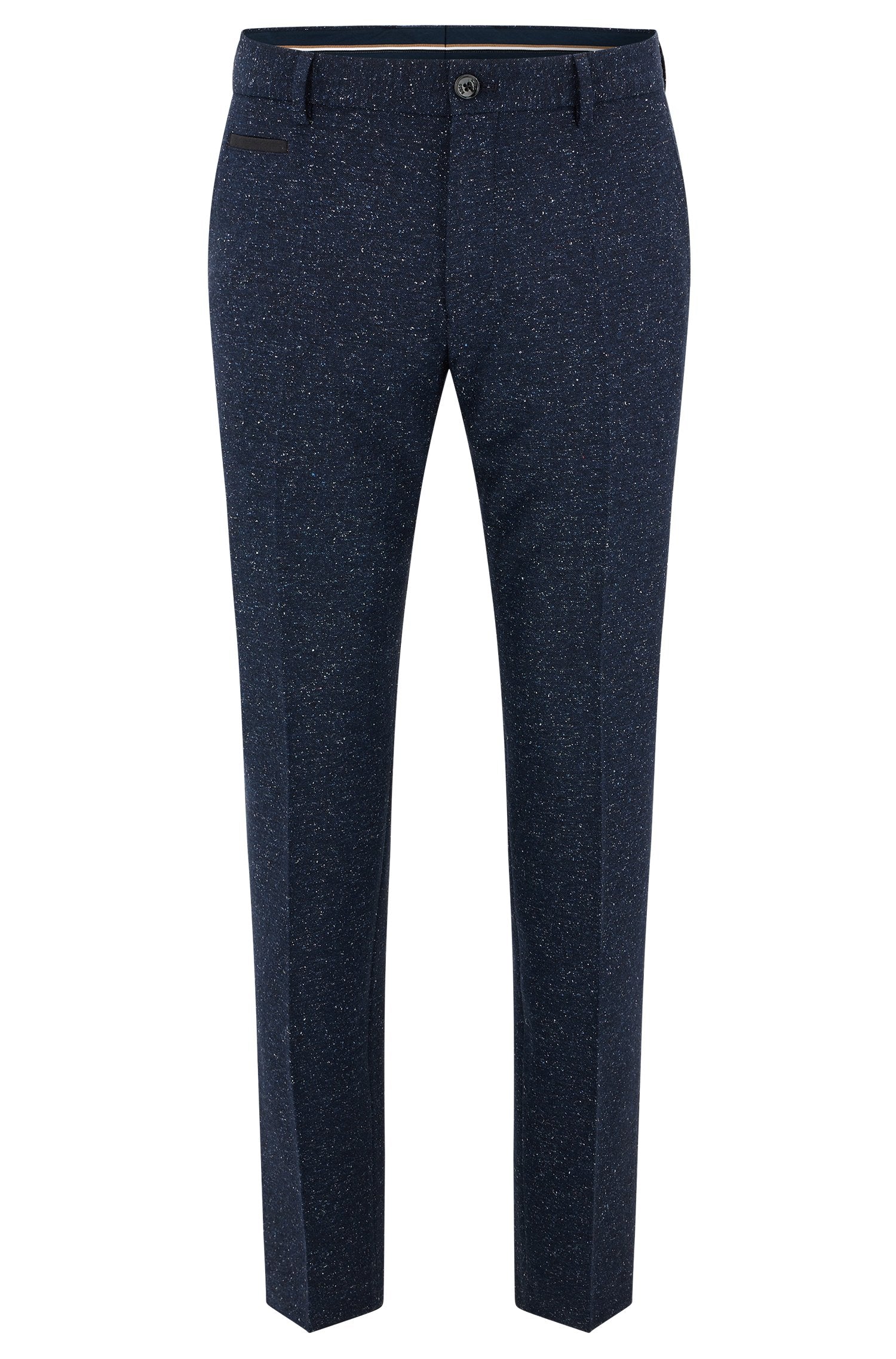 BOSS - H-GENIUS-224 Dark Blue Micro Pattern Trousers In A Wool Silk Blend 50481960 404