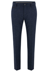 BOSS - H-GENIUS-224 Dark Blue Micro Pattern Trousers In A Wool Silk Blend 50481960 404