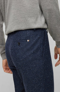 BOSS - H-GENIUS-224 Dark Blue Micro Pattern Trousers In A Wool Silk Blend 50481960 404