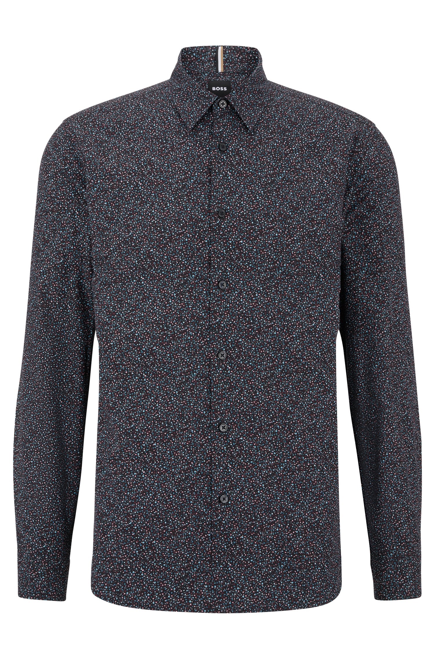 BOSS - ROGER_F Slim Fit Shirt In Printed Cotton Poplin In Black 50483706 001