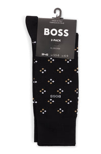 BOSS - 2-Pack of Regular Length Mercerised Cotton Blend Socks in Black