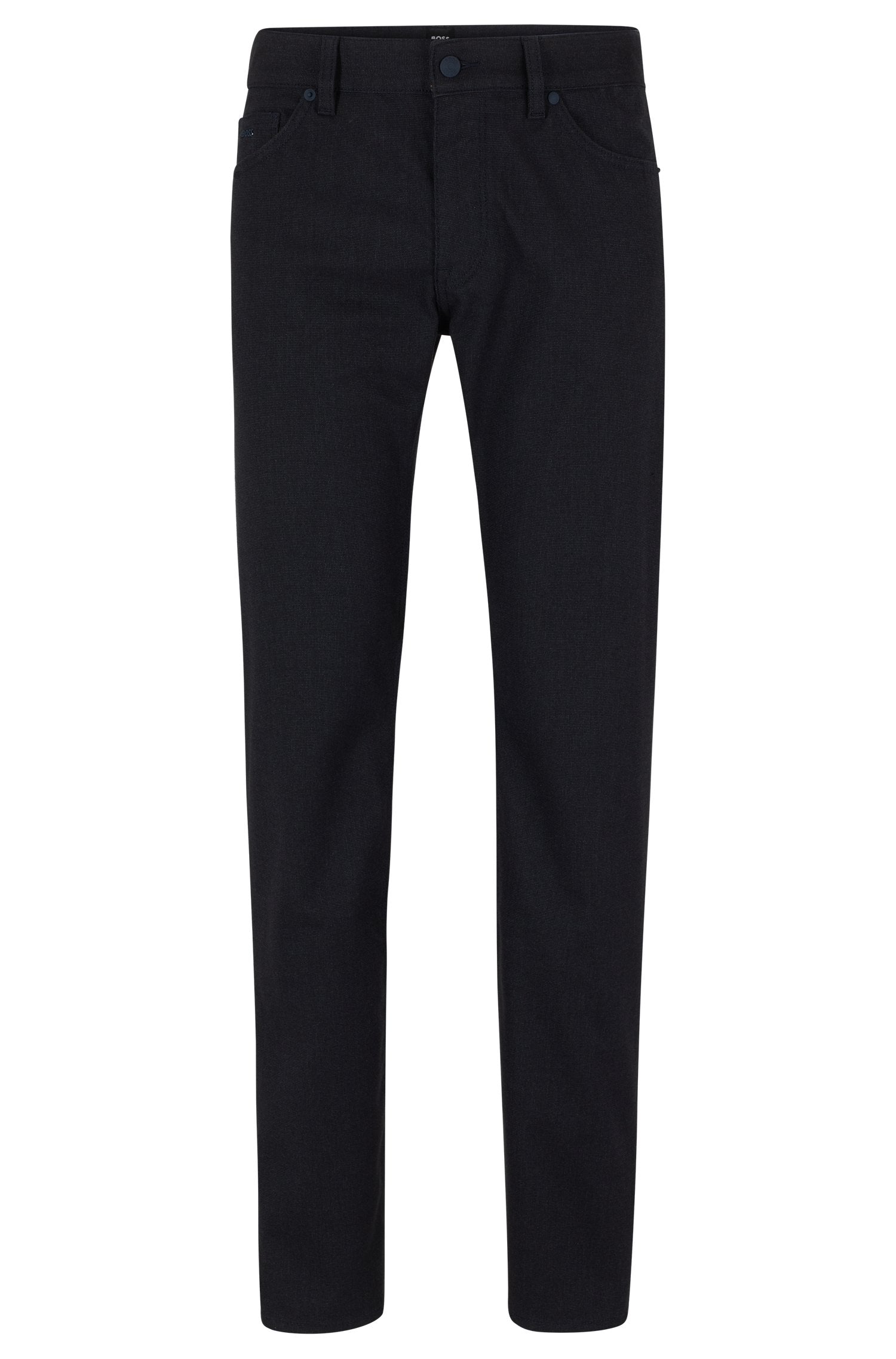 BOSS - MAINE3 Dark Blue Regular Fit Smart Jeans In Melange Stretch Den –  Harveys Menswear