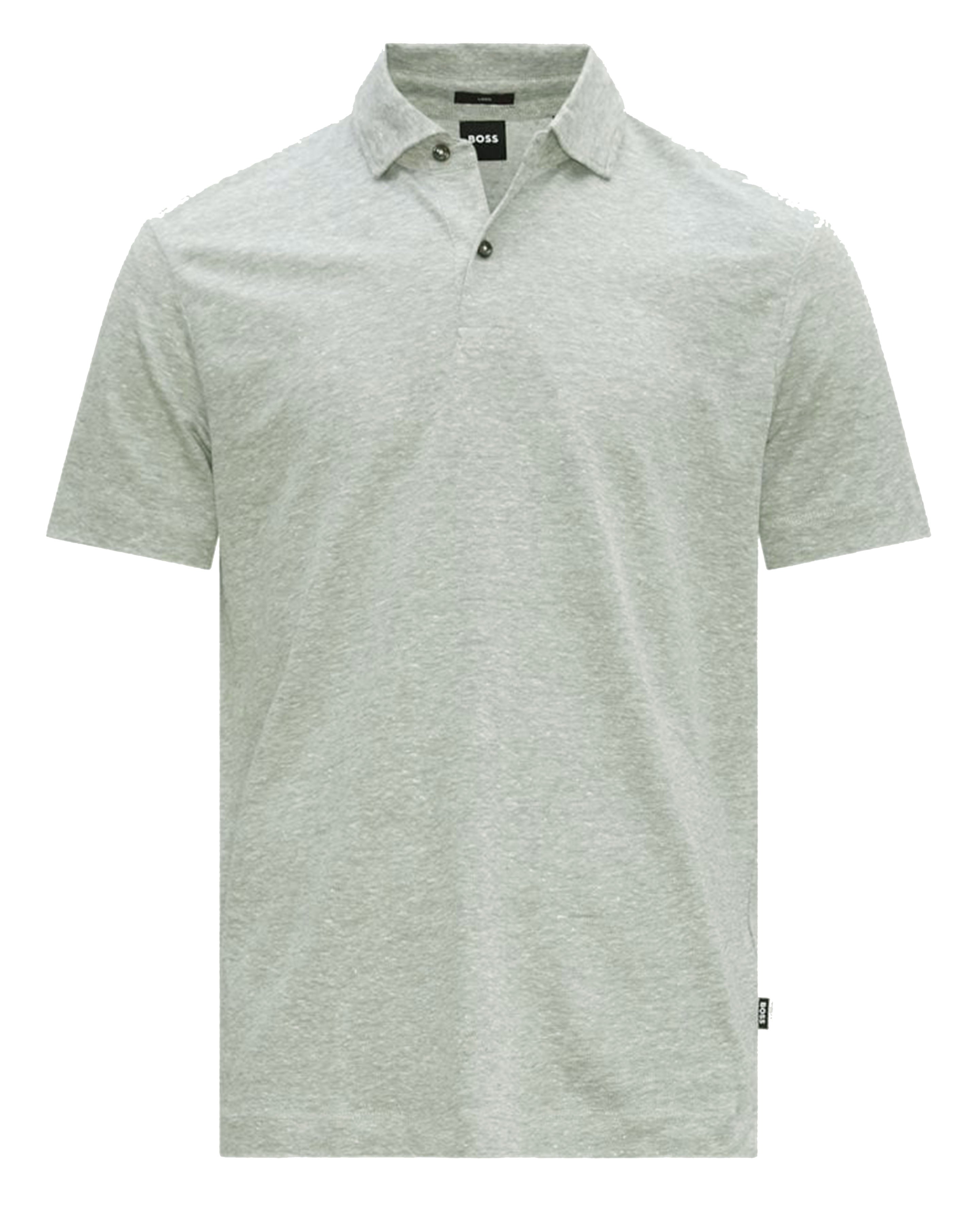BOSS - PRESS 54 - Open Green Regular Fit Polo Shirt In 2-Tone Linen 50486183 343