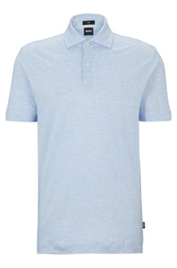 BOSS - PRESS 54 - Open Blue Regular Fit Polo Shirt In 2-Tone Linen 50486183 492