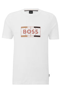 BOSS - TESSLER 186 White SLIM FIT Cotton T-Shirt With Tennis Inspired Print 50486210 100