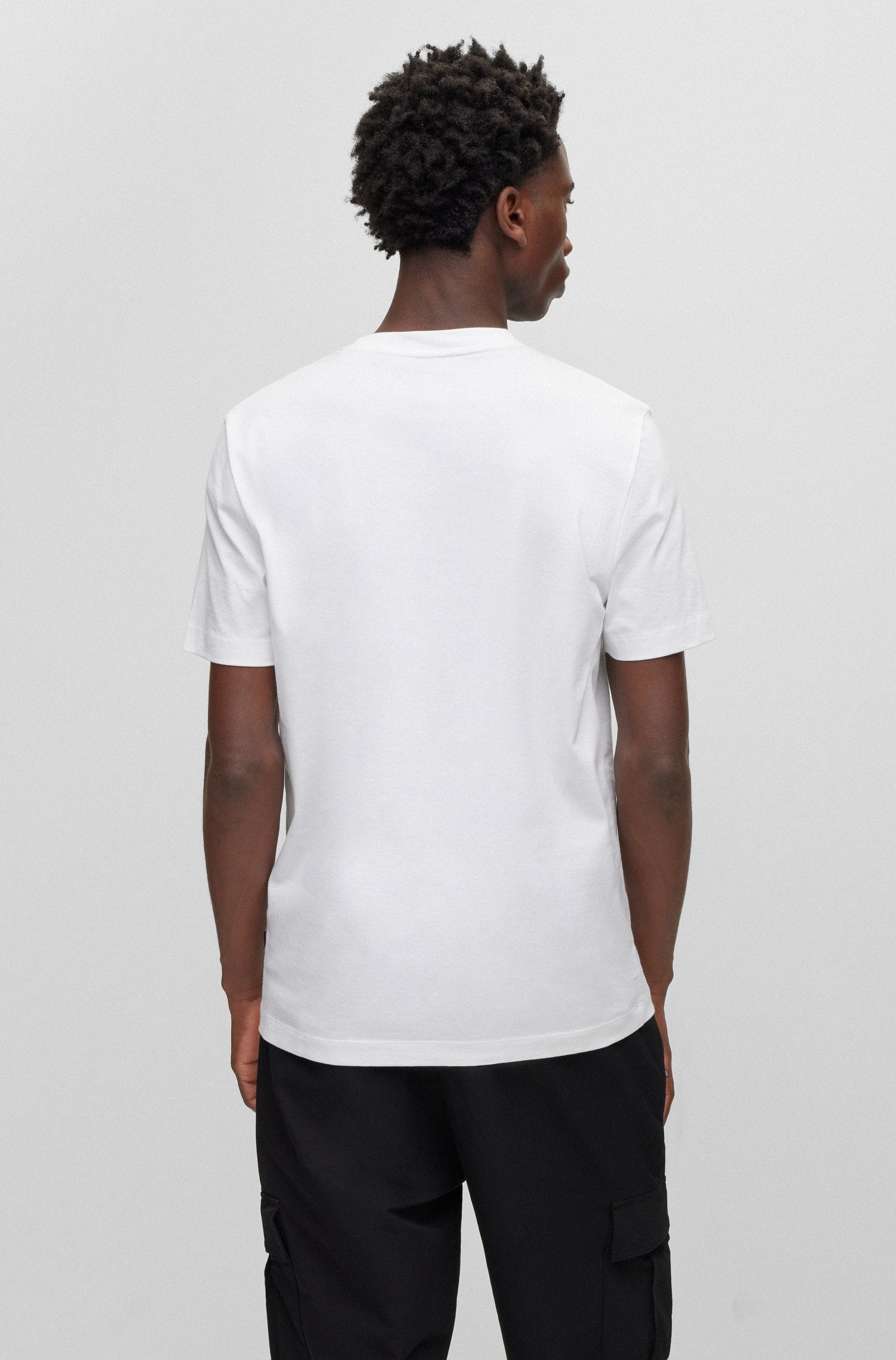 BOSS - TESSLER 186 White SLIM FIT Cotton T-Shirt With Tennis Inspired Print 50486210 100