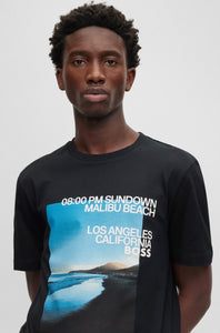 BOSS - TIBURT 399 - Black Cotton Blend T-shirt With Photographic Print 50486217 001
