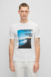BOSS - TIBURT 399 - White Cotton Blend T-shirt With Photographic Print 50486217 100