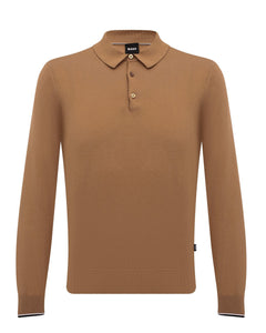 BOSS - GEMELLO Medium Beige Long Sleeve Knitted Polo 50486705 260