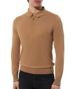 BOSS - GEMELLO Medium Beige Long Sleeve Knitted Polo 50486705 260